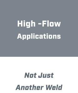 Grey graphic with white text for High Flow Applications