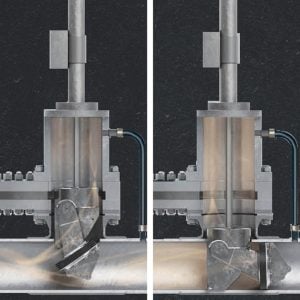 Traditional Plugging cutaway image, demonstrating a line stop plugging head stopping flow in a pipeline.